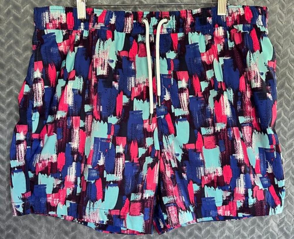 Abercrombie & Fitch Mens XXL Stretch Swim Trunk Colorful Abstract Retro Print